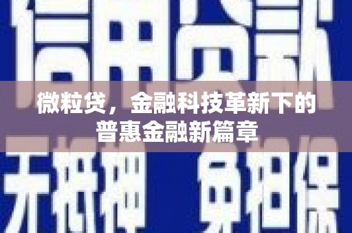 防城港微粒贷，金融科技革新下的普惠金融新篇章