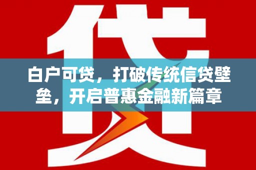 防城港白户可贷，打破传统信贷壁垒，开启普惠金融新篇章