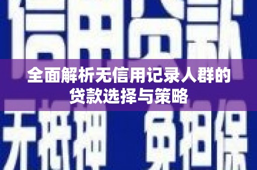 防城港全面解析无信用记录人群的贷款选择与策略